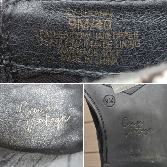 Crown Vintage Tolana Black Suede Leather Animal Print Chelsea Ankle Boots 9 - Picture 7 of 8